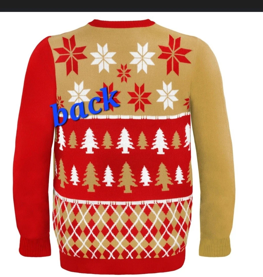 Suéter feo de vacaciones de nevada bloque ocupado equipo de los 49ers de San Francisco de la NFL para hombre pequeño Foto 3 de 4