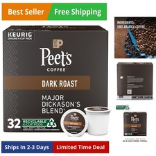 Dark Roast Keurig K-Cup Pods, 100 Arabica Coffee - Major Dickason's Blend 32...