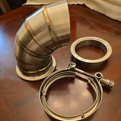 3'' Welded Pie Cuts V-Band 304 Stainless Elbow 90 Degree Bend Turbo Down-pipe
