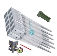 10x ALBERTS Einschlagbodenhülse Pfostenträger Anker 900x91x91 mm mit Zubehör