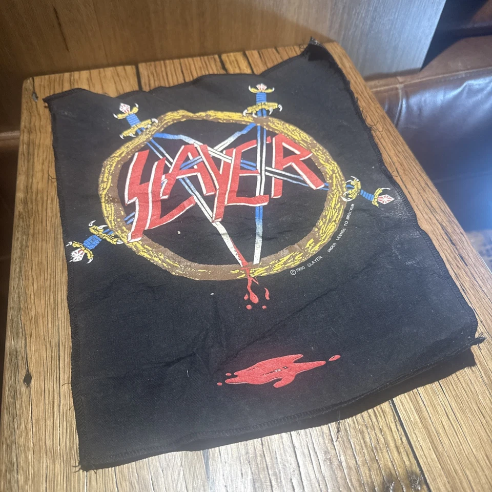 Vintage 1990 X Large Slayer Patch Sew On Rare Old Unique Metal Vest Jacket Used - Image 2 of 4