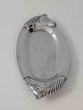 Vintage Equestrian Stainless Steel Tray Horse...