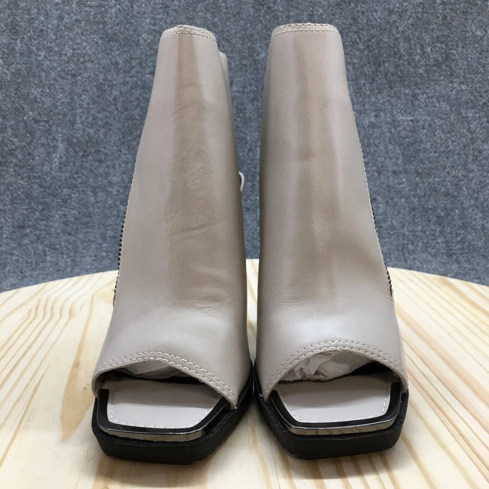 DKNY Boots Womens 8.5 M Malia Bootie Gray Leather Peep Toe Stiletto Heels NEW - Image 4 of 4