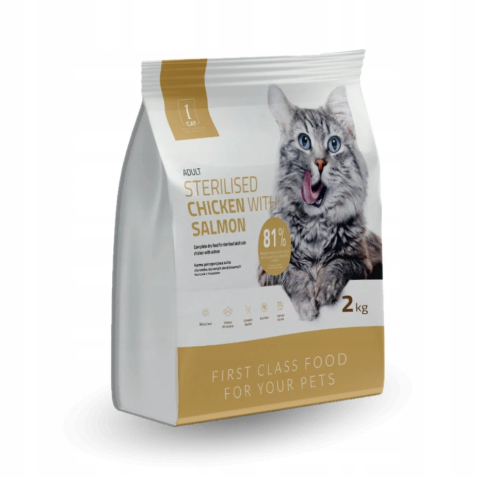 Getreidefreies Trockenfutter für Katzen mit Huhn Lachs Katzenfutter 2kg 1 CAT - Bild 2 von 4