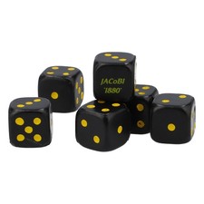 6x W&uuml;rfel Jacobi Cognac Spielw&uuml;rfel W&uuml;rfelset W&uuml;rfelspiel schwarz