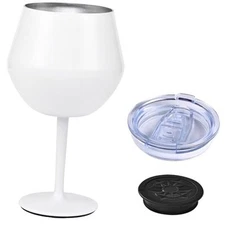 Stainless Steel Wine Tumbler with Detachable Stem, 14oz Insulated Wine White