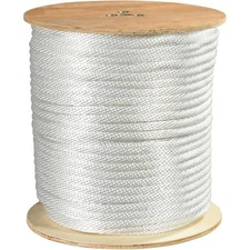 MyBoxSupply 5/8", 6,000 lb, White Solid Braided Nylon Rope, 1 Per Case