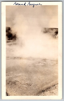 #ad Vtg Bamp;W Snapshot Grand Geyser Erupting Yellowstone National Park Scenic 1930s Wy $7.99