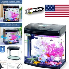 Crystal Clear 7 Gallon Fish Tank with Convenient Feeding Port and Eco Filtration