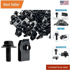 100 Pcs M6-1.0 Body Bolts and U Nuts Kits, Bumper Fender Liner Push Pull -Black