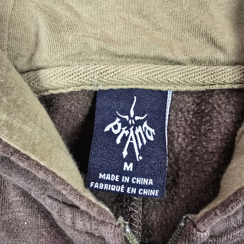 PrAna Sudadera con Capucha Para Hombres Mediana Verde Marrón Cremallera Completa Dos Tonos Sudadera con Capucha Exterior Foto 3 de 4