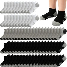 20/25 Pairs Boys Low Cut Ankle Socks Kids Crew Athletic Breathable Cushion Sole