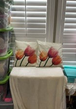 Tulip Throw Pillow Slips Covers Set 16X16 Set of 2 Spring Summer