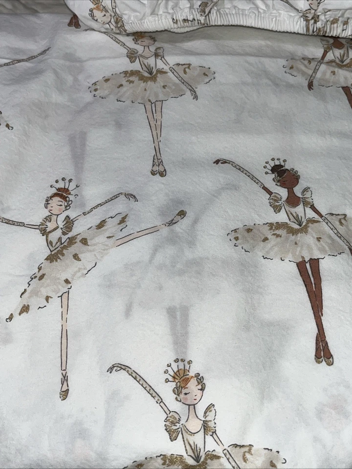 Pottery Barn KIDS Ballerina 100% Cotton Twin Sheet Set Pillowcase Fitted Flat - Image 2 of 4