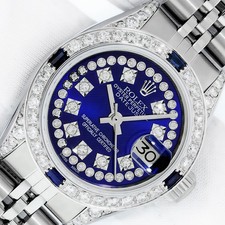 ROLEX LADIES DATEJUST STAINLESS STEEL BLUE DI...