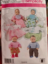 SIMPLICITY 1937 Precious Patterns 2012 clothes sewing patter for 15" doll UNCUT