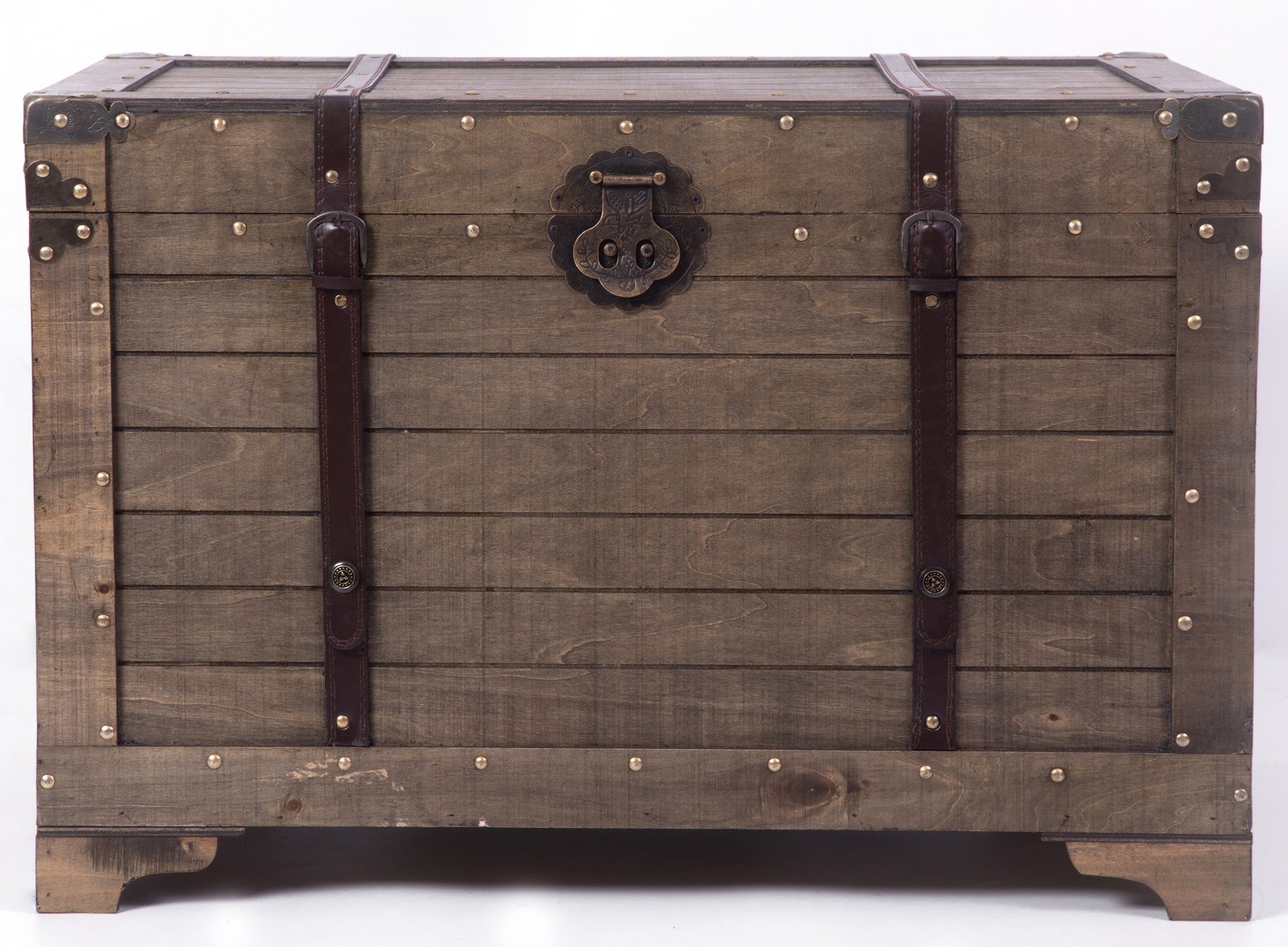 New Vintiquewise Old Fashioned Large Natural Wood Storage Trunk and Coffee Table