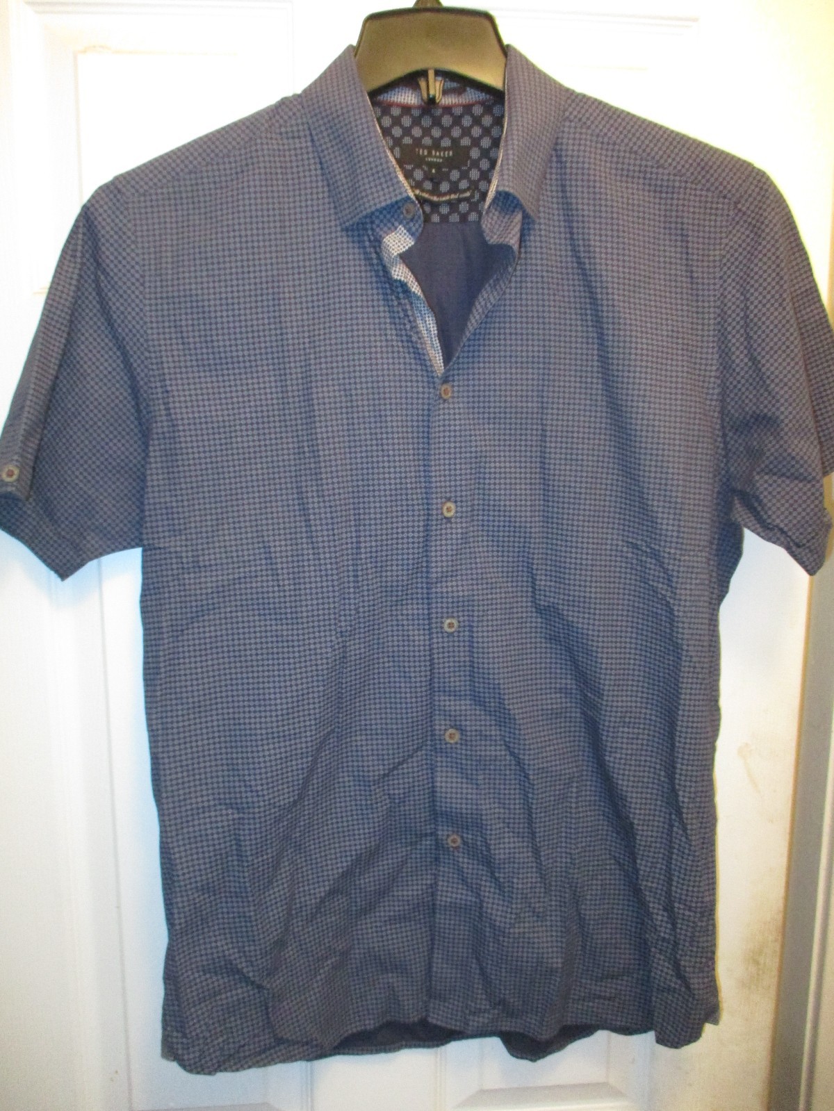 TED BAKER Blue/White Geometric Pattern Short Slee… - image 2