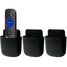 3 PCS Remote Control Holder Wall Mount Self Adhesive Case Storage Black Box