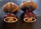 VTG HULL USA SALT & PEPPER SHAKER POTTERY BROWN DRIP GLAZE MUSHROOM MCM CERAMIC