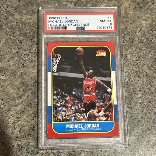 Michael Jordan 1996 Fleer Decade of Excellence Basketball Card #4 Graded PSA 8