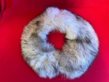 NEW GREY FOX FUR COLAR custom made 18" inside / 5" thick w hook & eye attachment