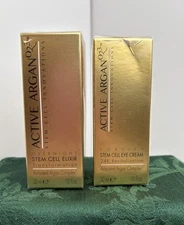 Active Argan O2.3 Overnight Stem Cell Elixir & Eye Cream 24k New