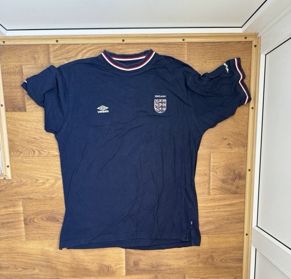 England football shirt 2001 - 2003 Vintage Umbro Soccer Jersey XL block core