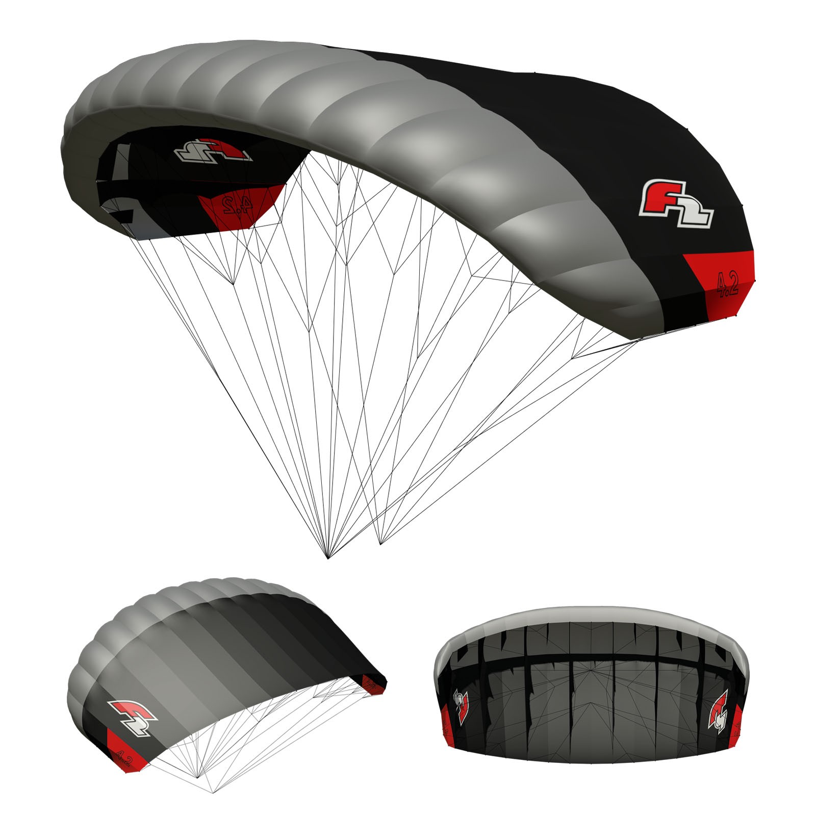 F2  Parawing Move Pro Wingfoil Wing Kitesurfing  4,2qm Schwarz