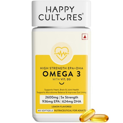 #ad #ad Happy Cultures 5X Omega 3 Fish Oil 2600mg Lemon 60 Softgels $43.00
