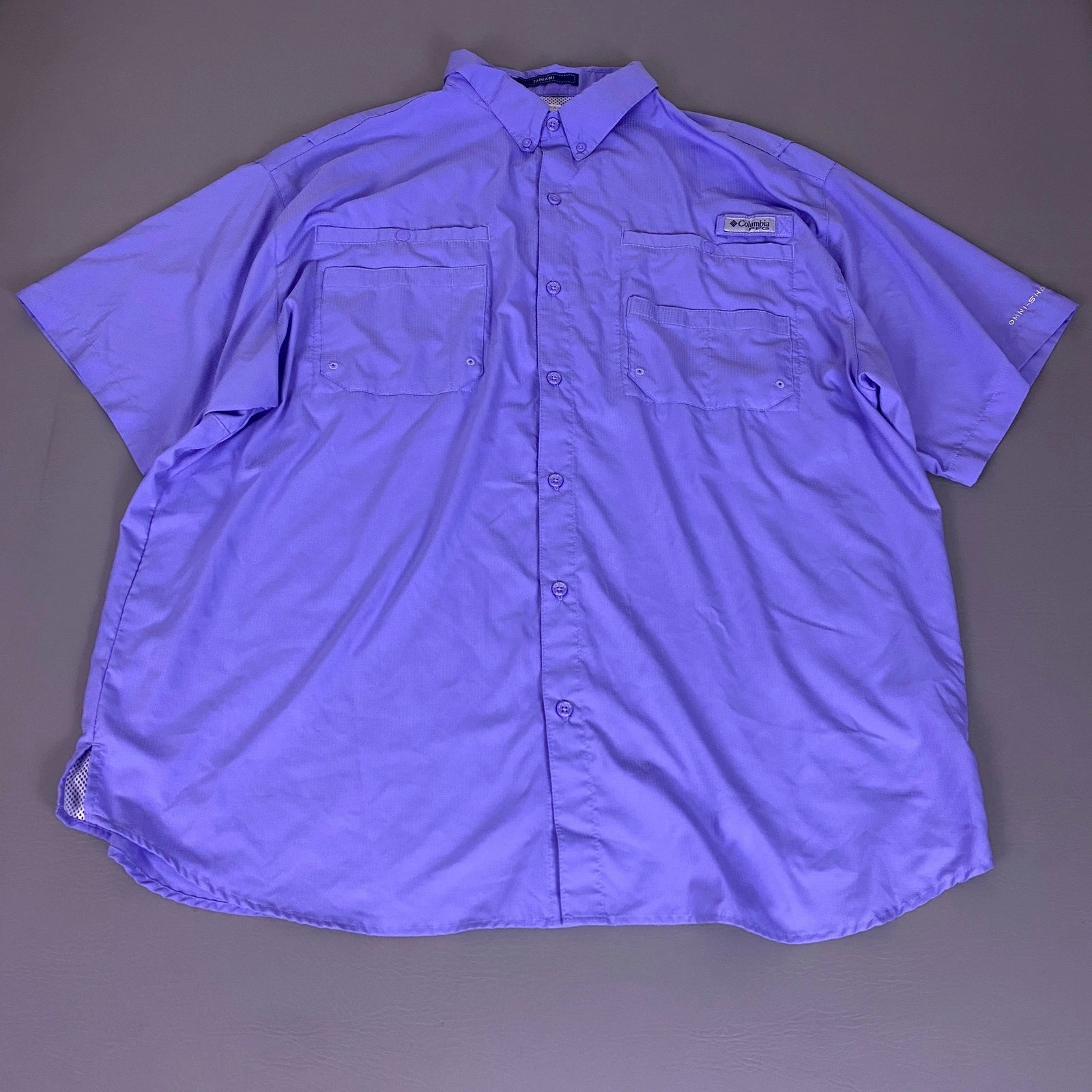 Columbia Tamiami PFG Fishing Shirt Men's Size 3X 3TF Purple Short Sleeve