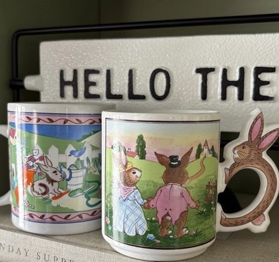 Vintage RABBIT Coffee Tea Mug Cup Bunny Handle | Goose | Spring Easter Decor | 2