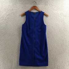 Banana Republic Dress Womens 4 Royal Blue Sleeveless Front Zip Sheath Midi