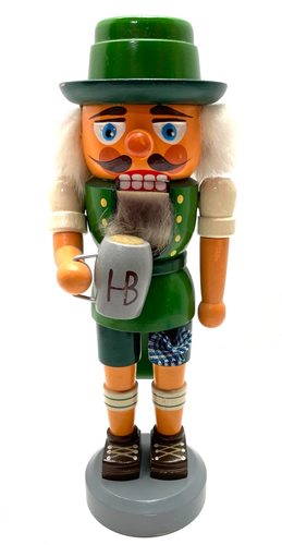 Vintage Holz 10" Nussknacker DDR HB Stein grüne Lederhose Oktoberfest