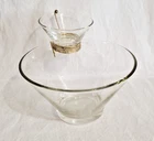 Vintage 3 Piece MCM Anchor Hocking Chip & Dip Set Clear Glass With Brass Bracket