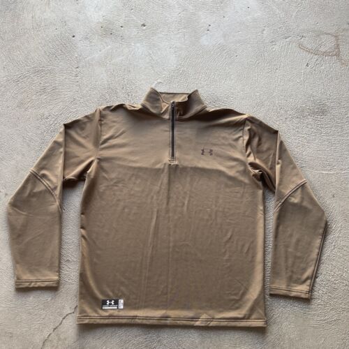 Under Armour Shirt Mens Large Brown Tactical 1/4 Zip Coyote Base Layer Military