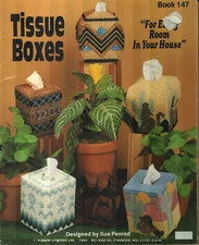 USED TISSUE BOXES FOR EVERY ROOM IN YOUR HOUSE PLASTIC CANVAS PATTERN BOOK