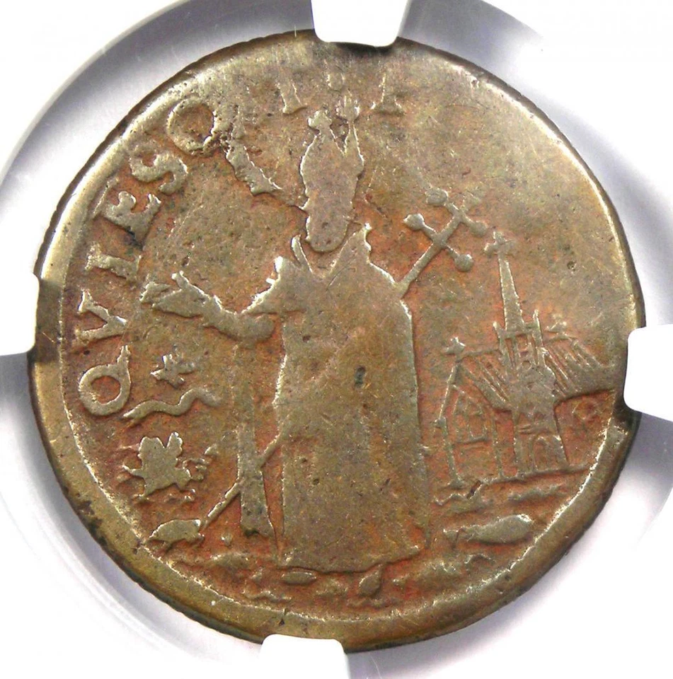 1670 New Jersey St Patrick Farthing Colonial Coin 1/4P - NGC VF20 - $2000 Value - Image 4 of 4