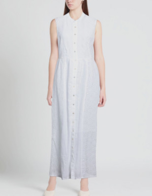 120% LINO Eyelet Panels Maxi Dress Size N/A # 12B 2223 Blm