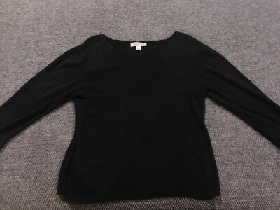 Coldwater Creek Womens Blouse Medium Black pullover stretch silk