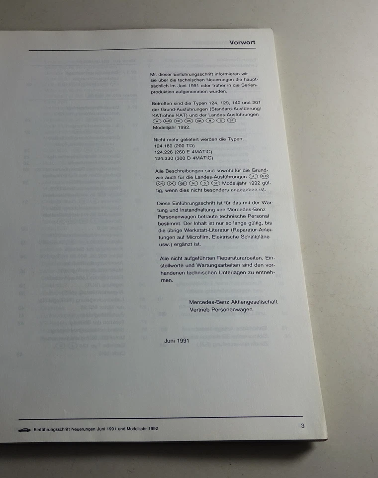 Werkstatthandbuch Einführung Neuerungen Mercedes Benz Typ 124 129 140 201 1991 - Bild 2 von 4