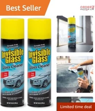 Pack of 2 Unscented Foam Glass Cleaner - 19-Ounce Streak-Free & Safe for Cars
