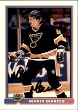 Mario Marois Signed Auto 1991-92 Bowman card St Louis Blues