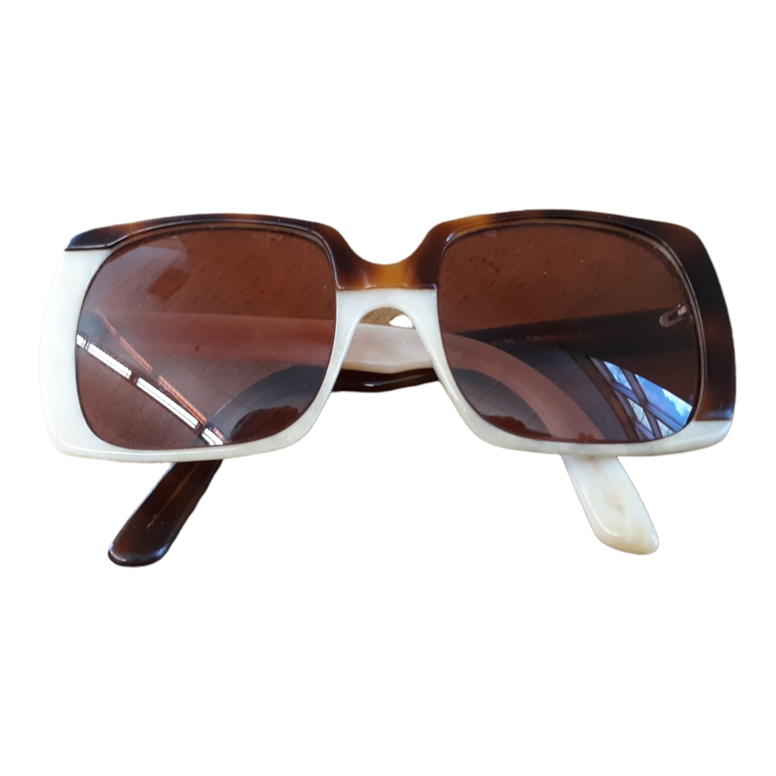 Occhiali da sole YSL Yves Saint Laurent Square MOD oversize MCM marrone ambra bianco