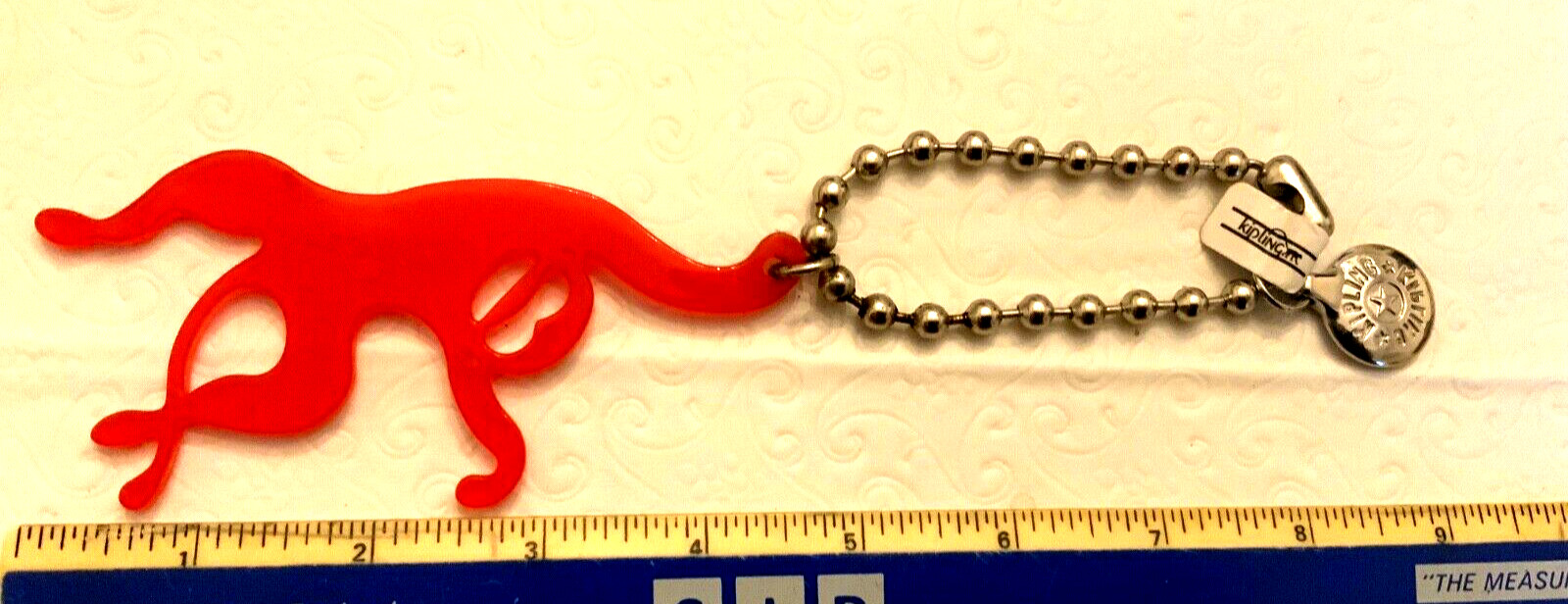 Kipling Red Plastic Monkey Keychain Silver Ball B… - image 4