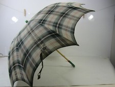 Vintage Child's Green Plaid Umbrella