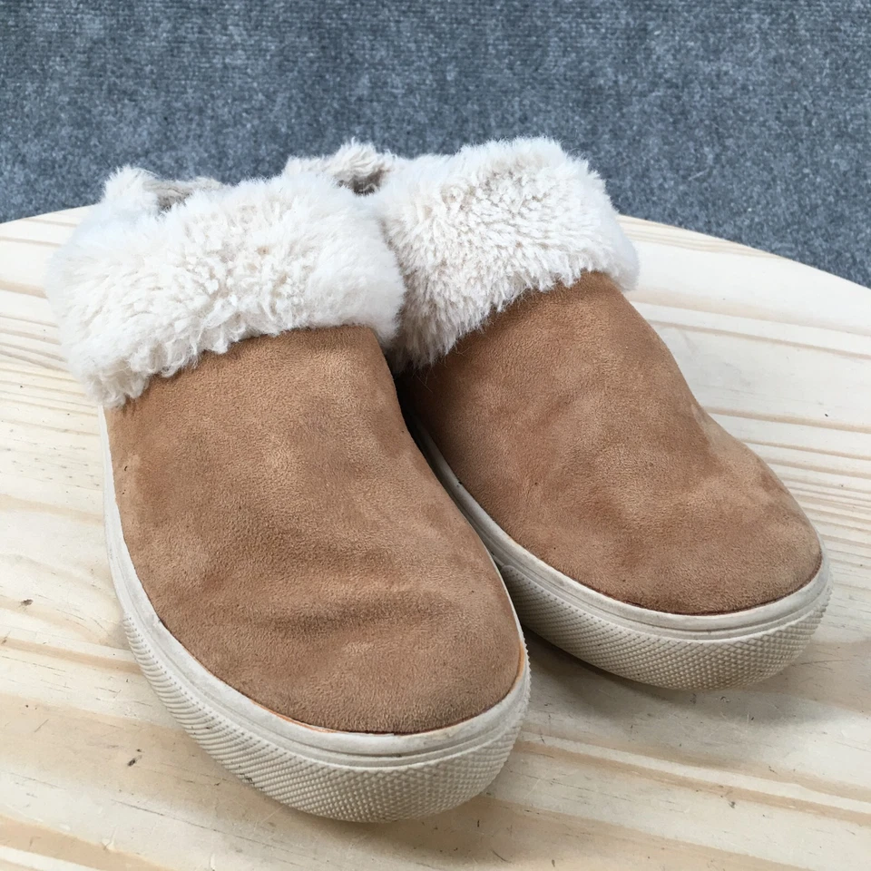 Dr Scholls Shoes Womens 6.5 M Now Chill Faux Fur Trim Mules Clogs Brown Fabric - Image 3 of 4