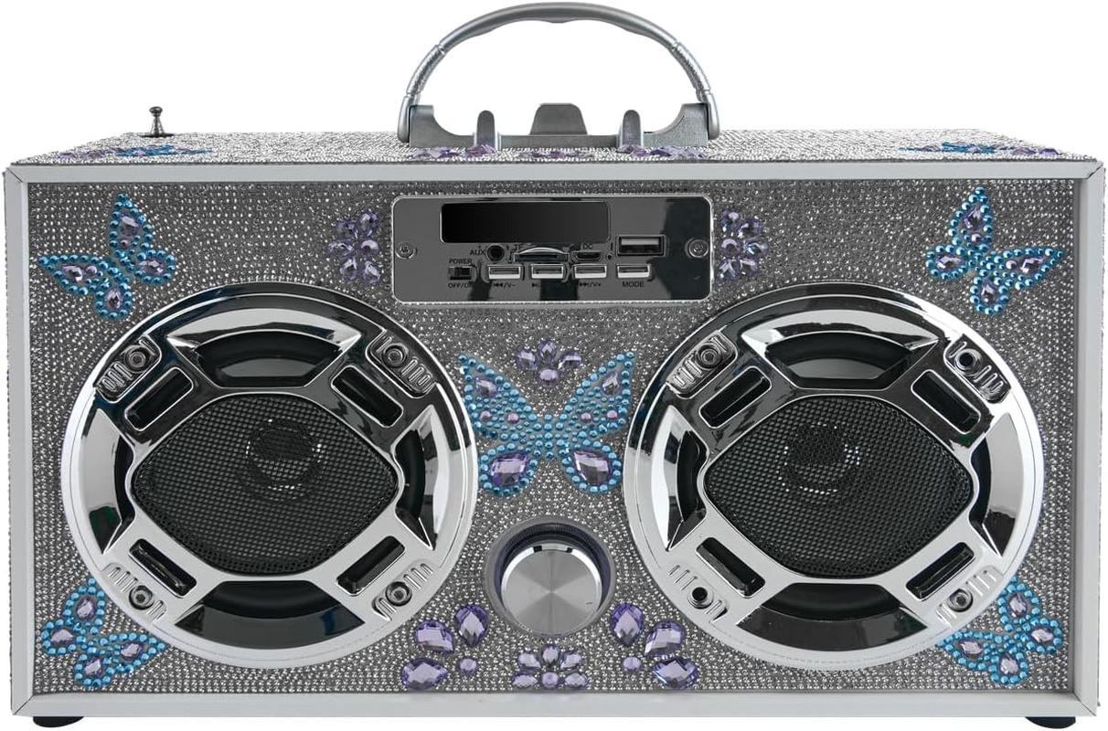Retro Bluetooth Portable Boombox with LED Light Show and Enhanced Bass for Parties