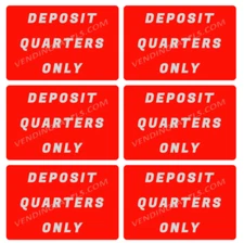 6 Vinyl QUARTERS ONLY VENDING Vendstar Candy Gumball labels 2 x 3" Stickers