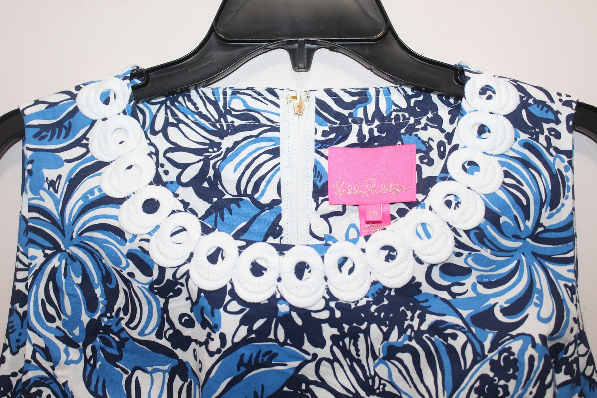 LILLY PULITZER MILA SHIFT DRESS FLORAL LOW TIDE NAVY PANDARAMA SZ